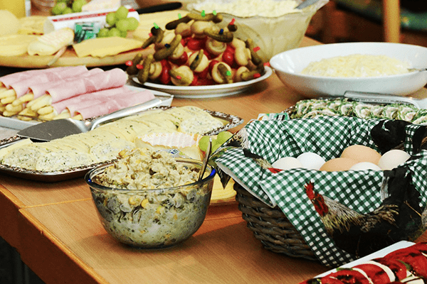 Buffet table laid out for a Kirkby Community Group